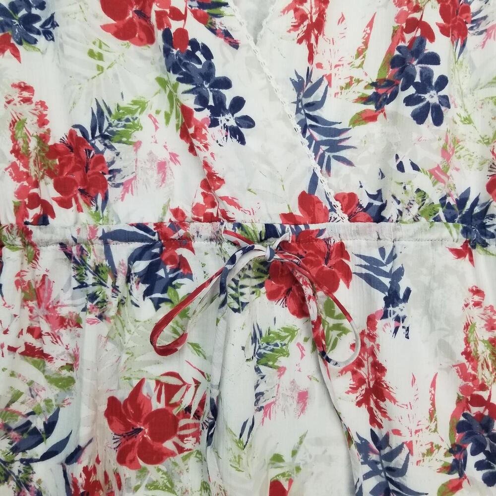 Eddie Bauer Sleeveless Dress Womens 8 White Red Blue Green Floral 100%‎ Cotton - Picture 7 of 13